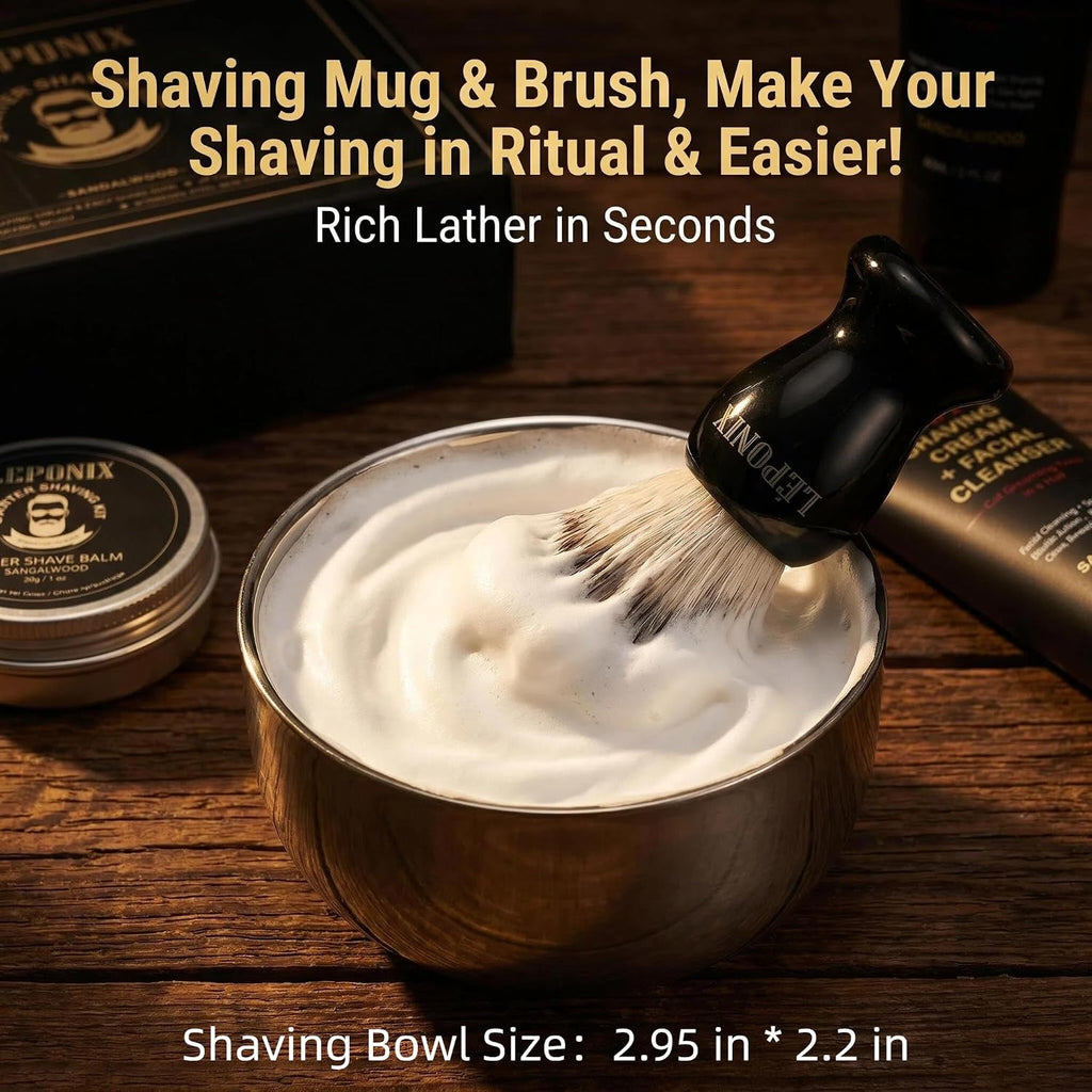 Men's Shaving Kit 4 Piece with Shaving Brush and Bowl Sandalwood