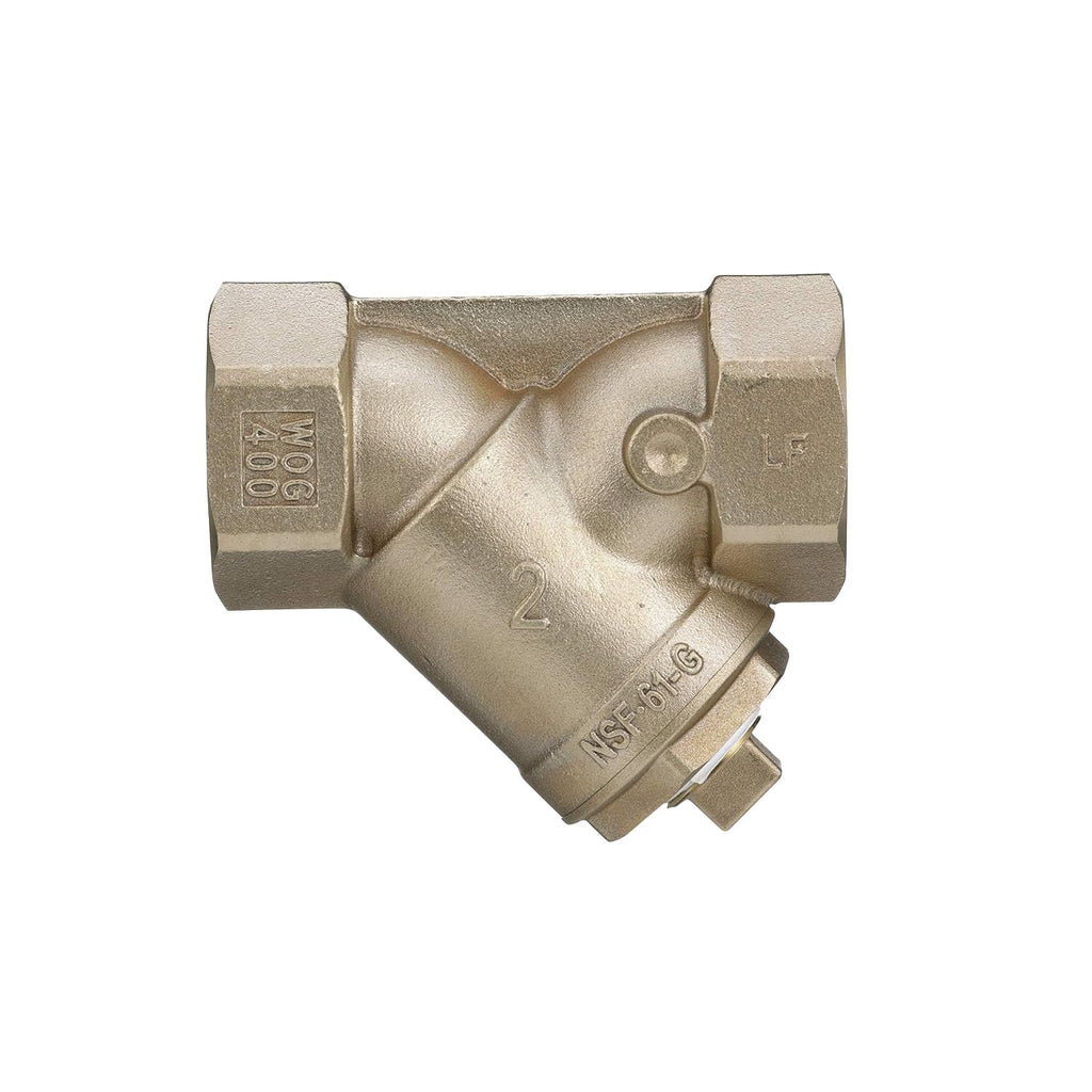 2 in Bronze Wye Pattern Strainer, Thread, 20 Mesh Screen, Tapped Retainer Cap, Closure Plug
