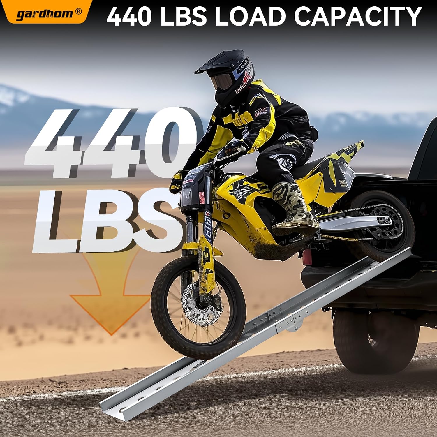 6FT Aluminum Folding Motorcycle Ramp for Dirt Bike, Loading Ramp | 440 LBS Capacity, Portable, Easy to Store, with