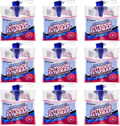 Fly Traps Outdoor Fly Trap for Patio. 9 Non-Toxic Pre-Baited Flies Bags Outdoor Disposable. Hanging Bug Catchers for