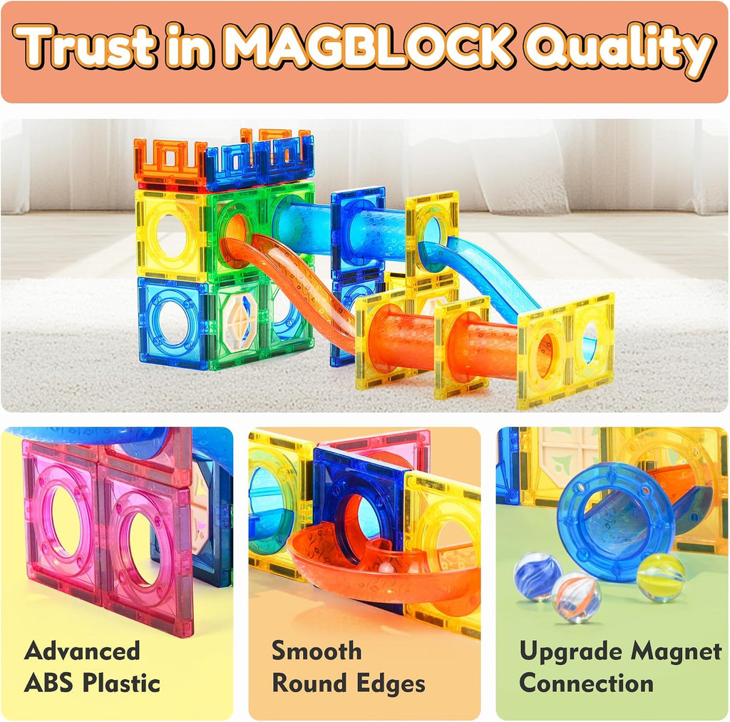 85PCS Marble Run Magnetic Tiles Toy Building Blocks STEM Ages 5+
