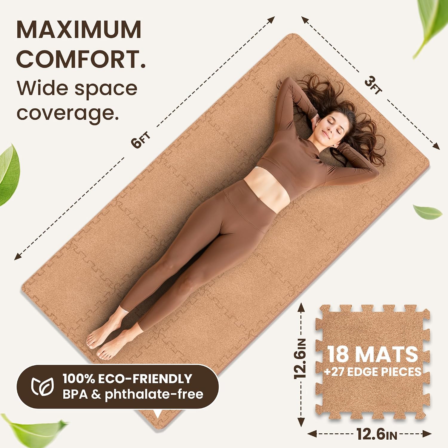 Gym Mats Set - EVA Interlocking Foam Floor Tiles (12.6"x12.6"x0.4") Protective Gym Flooring Sports Home Workout