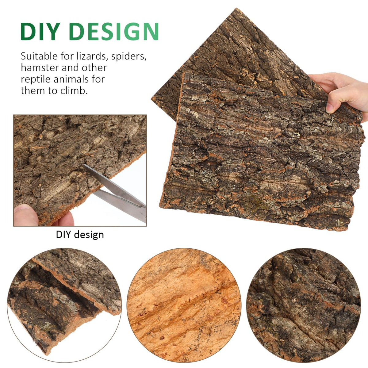 2 Pcs Tree Cork Bark for Reptiles Climbing Platform 12x8 Inch