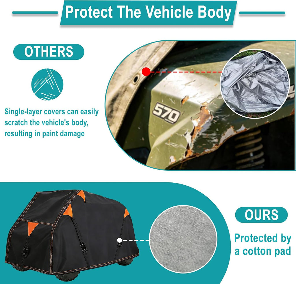 900D ATV Cover Outdoor Storage with Vents for Polaris Sportsman 500 550 | 91'' Large ATV Covers with 3 Wind-Proof