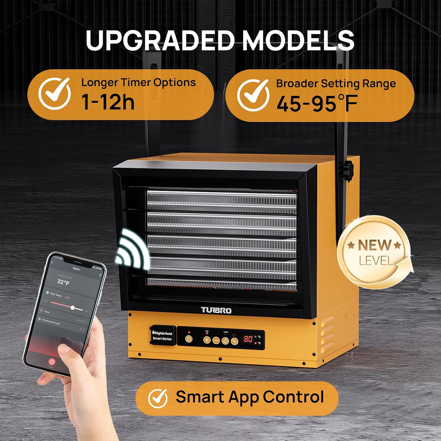 15,000W Electric Garage Heater, 240V Hard Wired, WiFi Enabled, Fan-Forced Shop Heater with Remote, Overheat