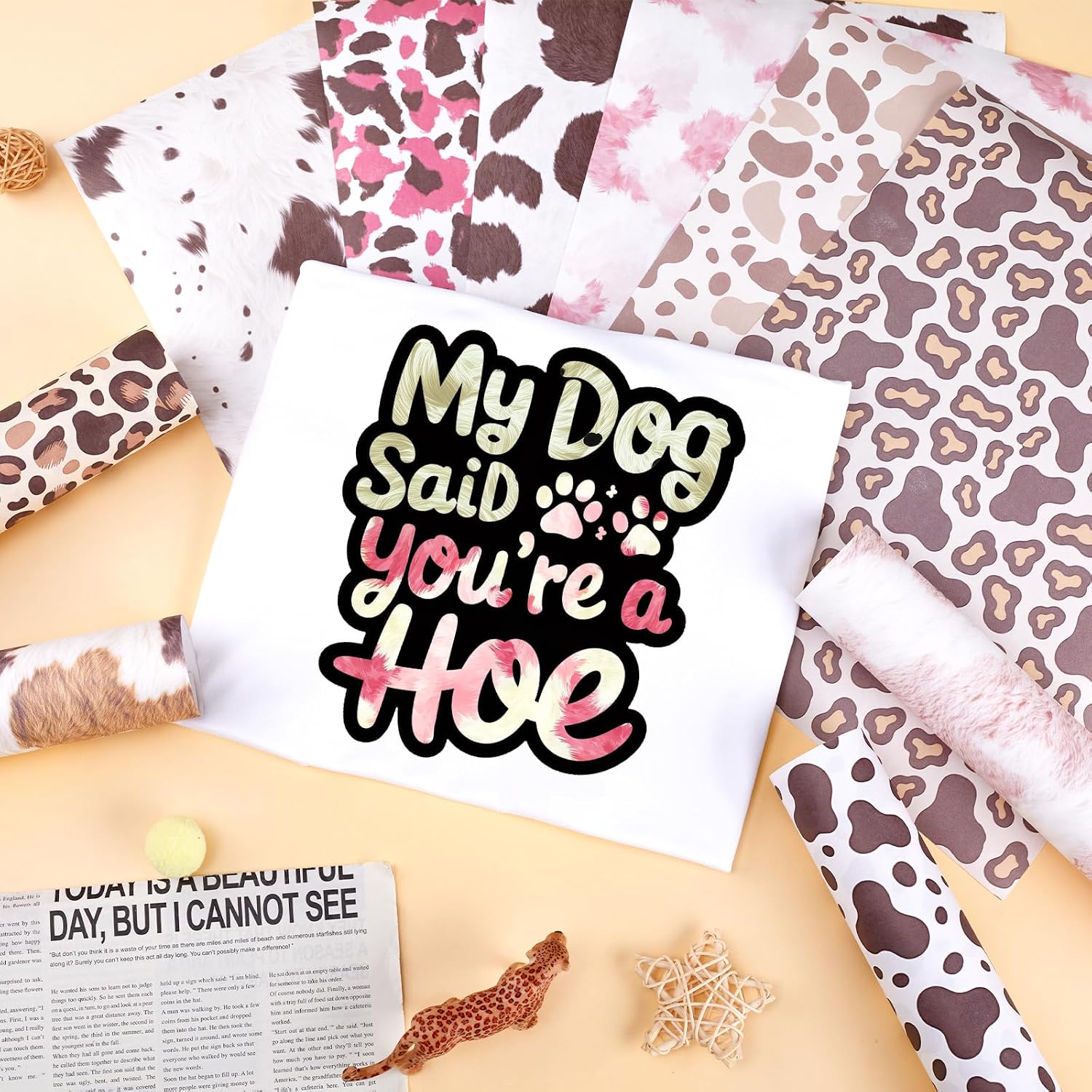 Pink Cow Print Sublimation ink Transfer Sheets,10 Pcs 12x10in | Cowhide patterned sublimation