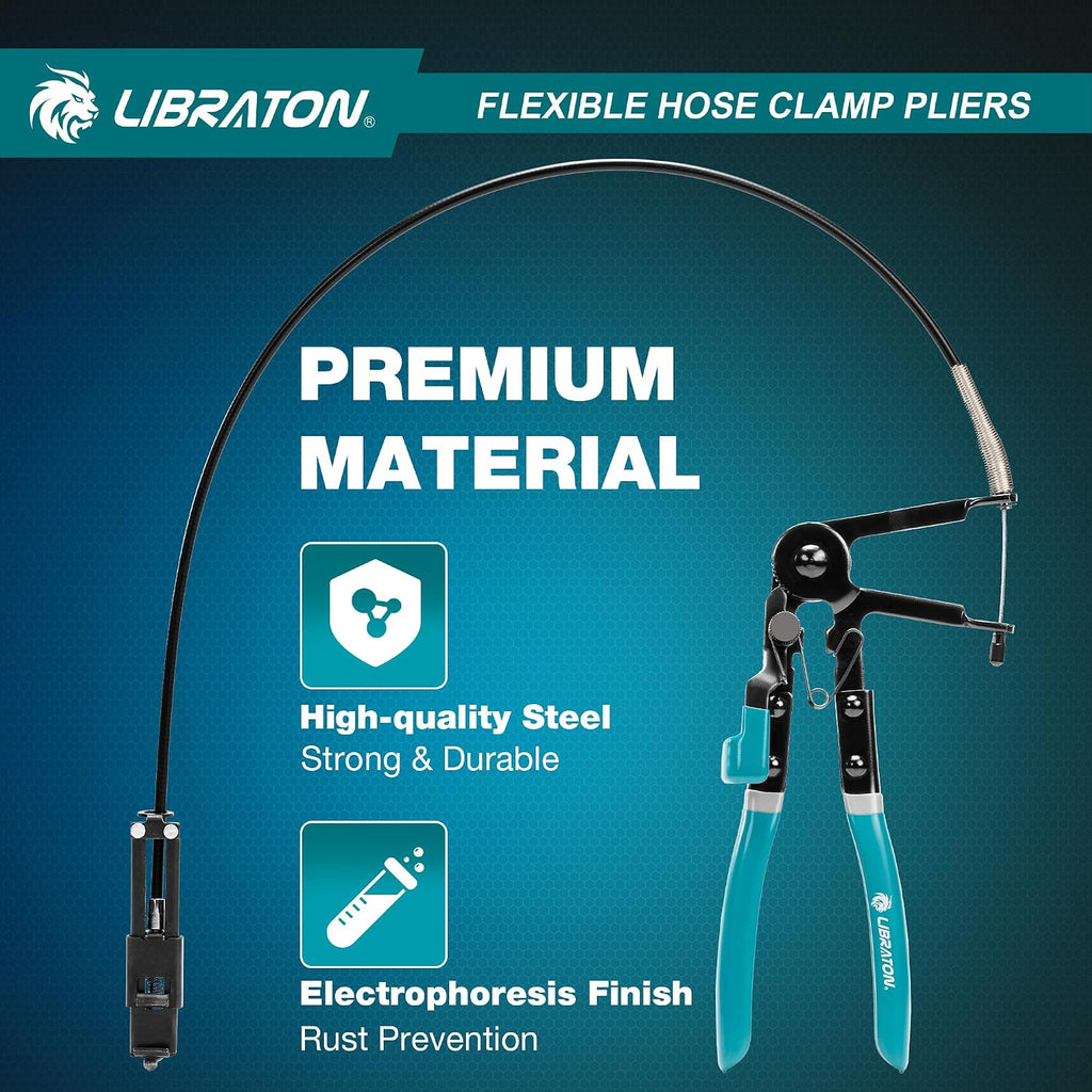 Flexible Hose Clamp Pliers, 27.5" Radiator Hose Clamp Pliers | 8-50mm Adjustable Ratcheting Spring Clamp Removal