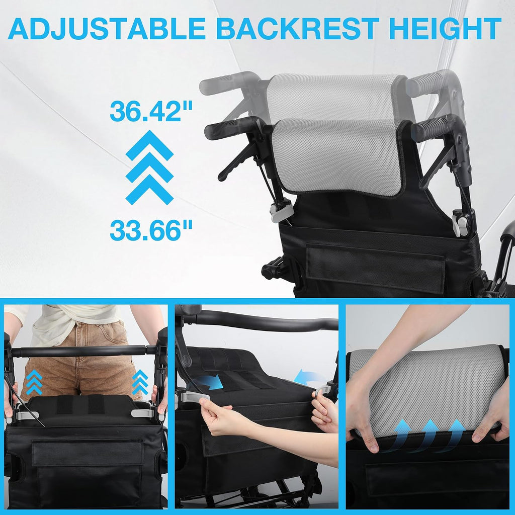 Wheelchairs for Adults –Transport Wheelchair Lightweight Foldable with Telescopic Handle, 18-Inch Seat Width