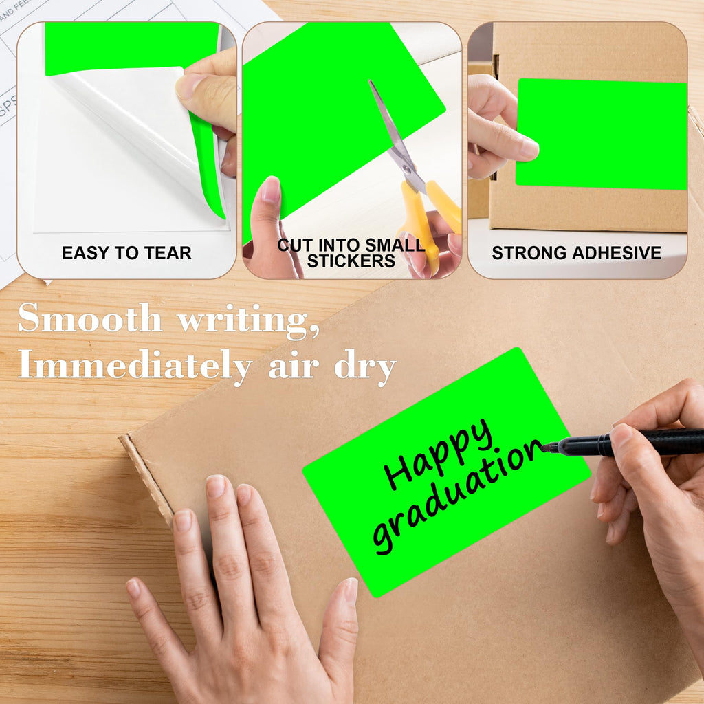 3x5 inch Rectangle Color Code Stickers, 1000PCS Fluorescent Green Label