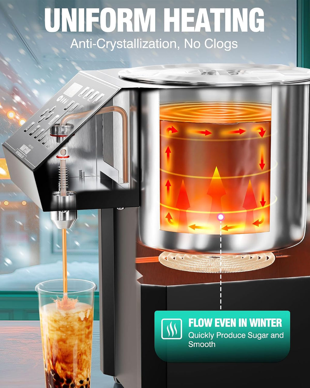 Fructose Dispenser - Automatic Fructose Machine with 16 Programmable Presets, Drip Tray, Measuring Cup & Mixing Stick
