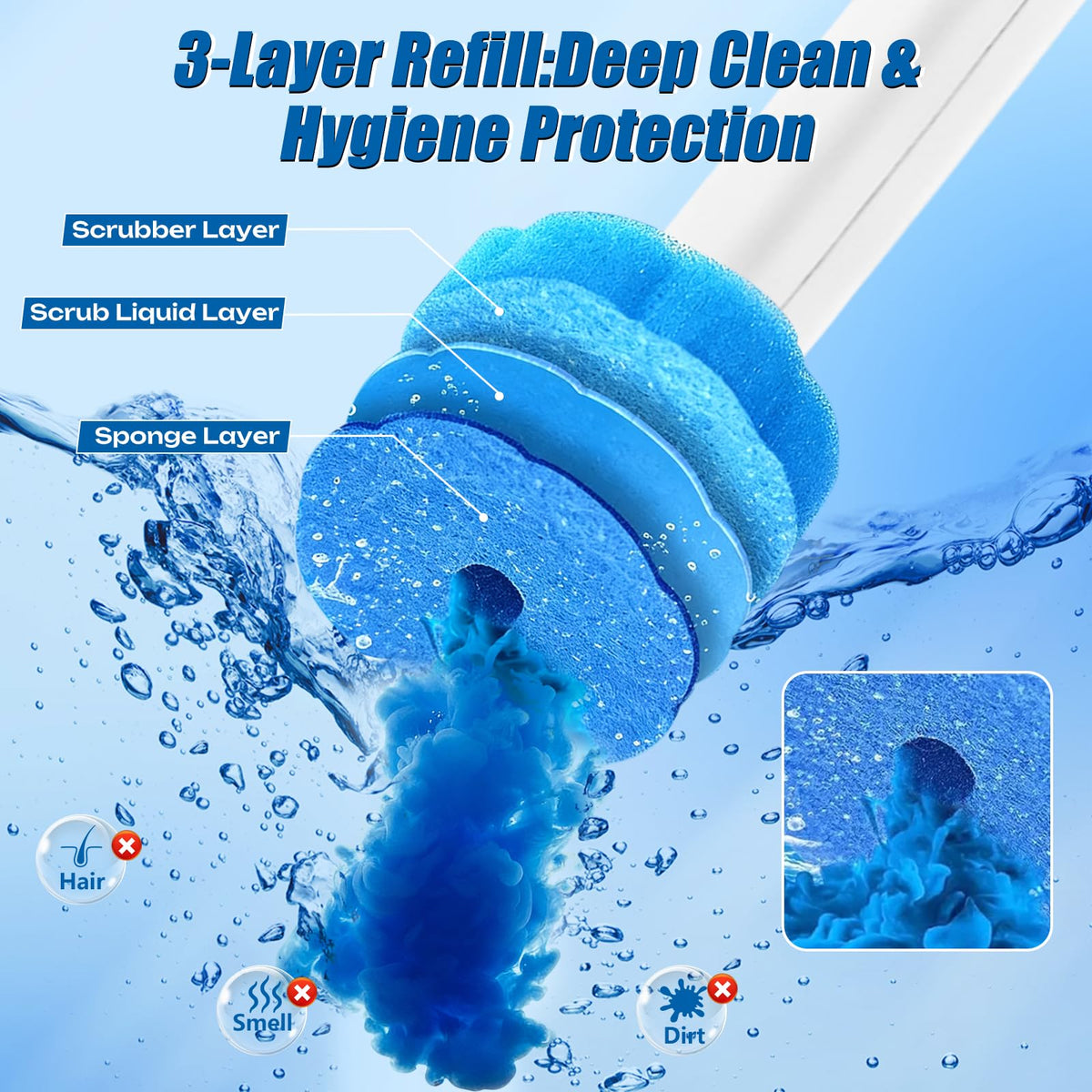 Disposable Toilet Brush Set, 2 Pack with 72 Refills & Wall Holder
