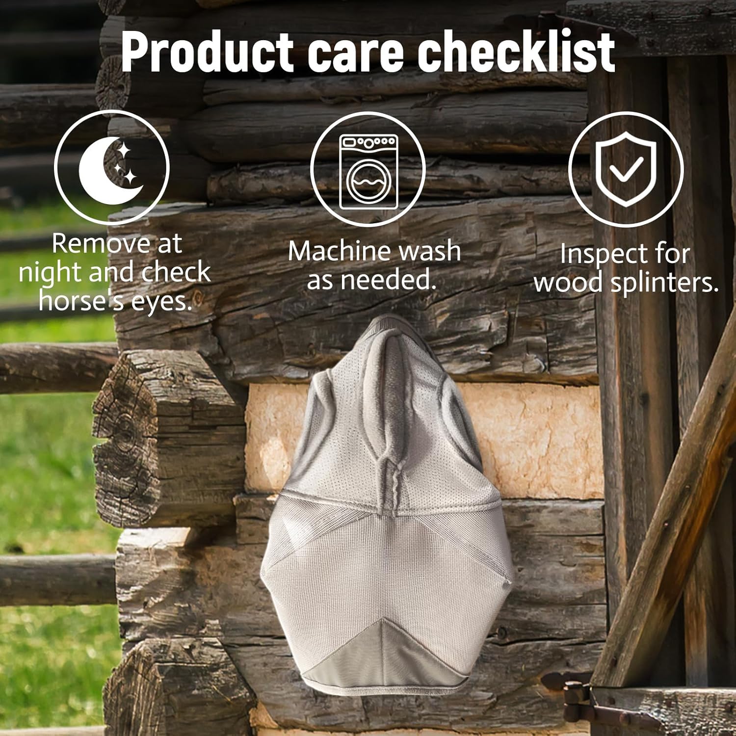 Horse Fly Mask Without Ears, Breathable Mesh UV Protection (M)