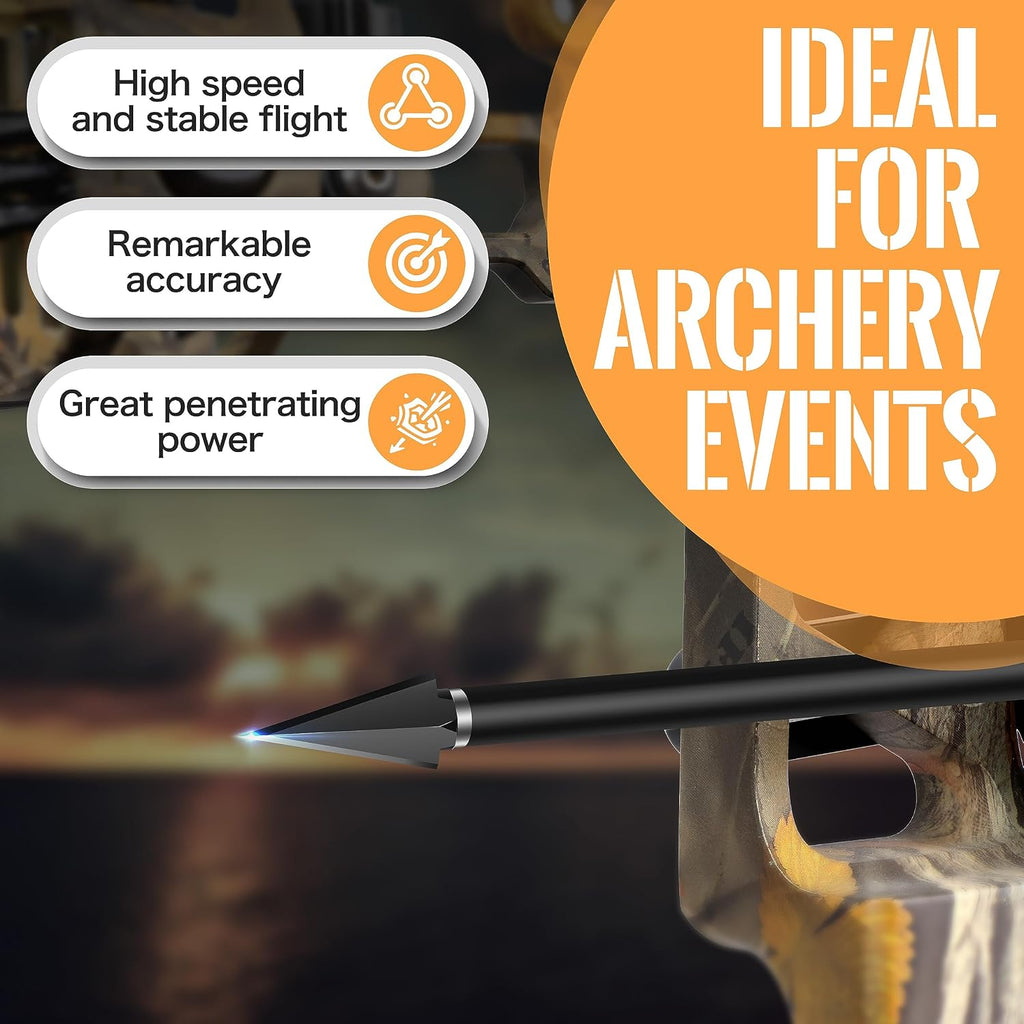 Broadheads 100/120/125/150 Grain Traditional Archery Arrow Tips for Compound, Recurve Bow & Crossbow, Pack of 12