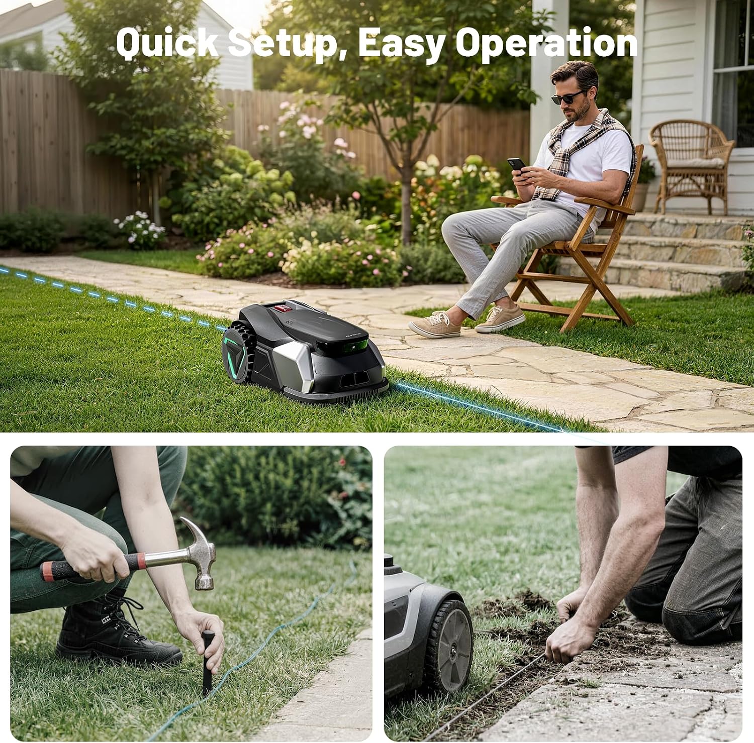 20V Brushless Robotic Lawn Mower | 1/8 Acre Coverage & 22° Slope Mastery | 0.8"-2.4" Adjustable Height, 2.4G