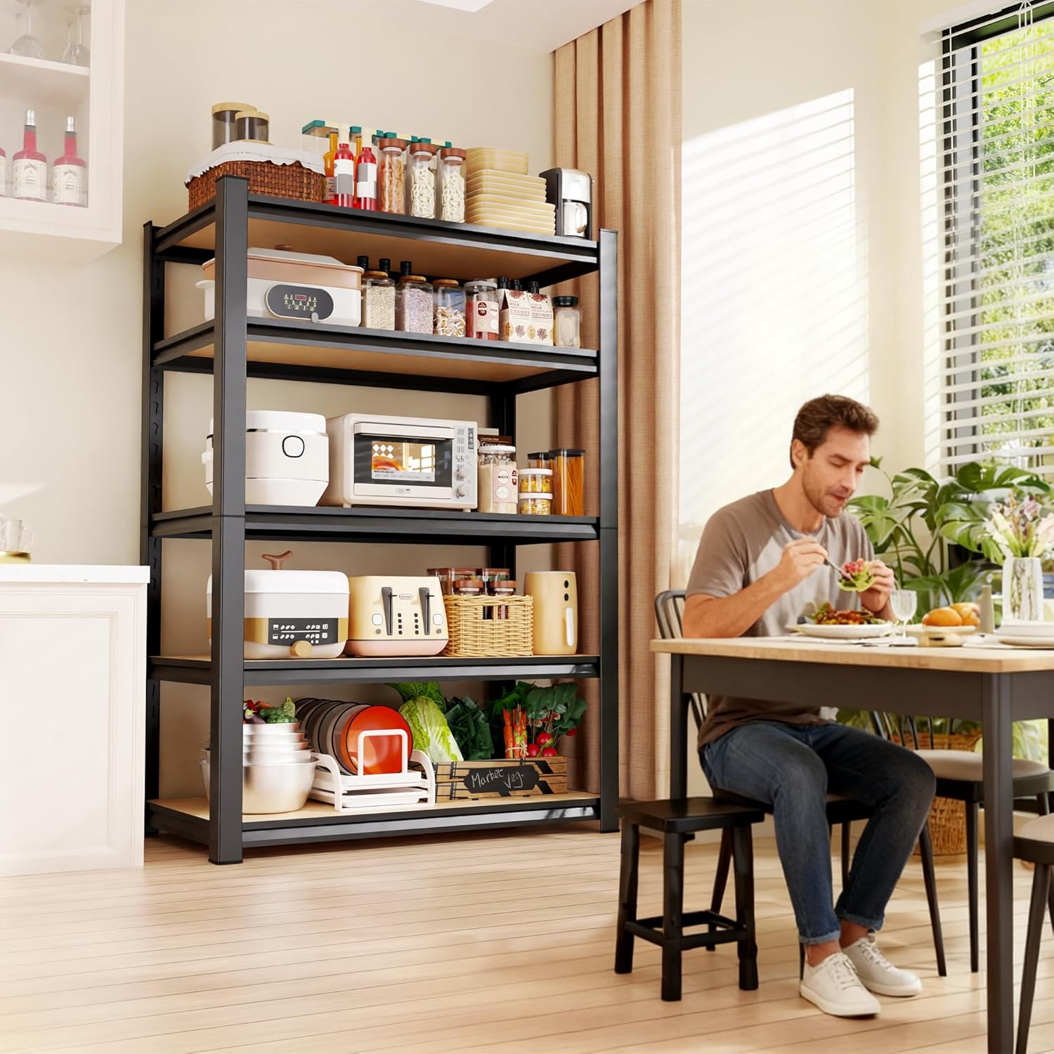 71"H-32"W-14"DGarage Shelving-5 Tier Garage Storage Shelves,Adjustable Heavy Duty Metal Shelving Unit and Storage