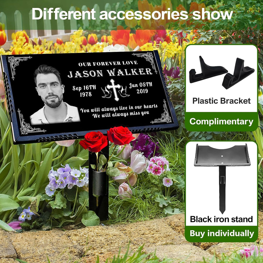 Grave Markers for Cemetery for Humans with Photo, 12x6 Tombstones for Graves Stone Temporary Headstones for Graves