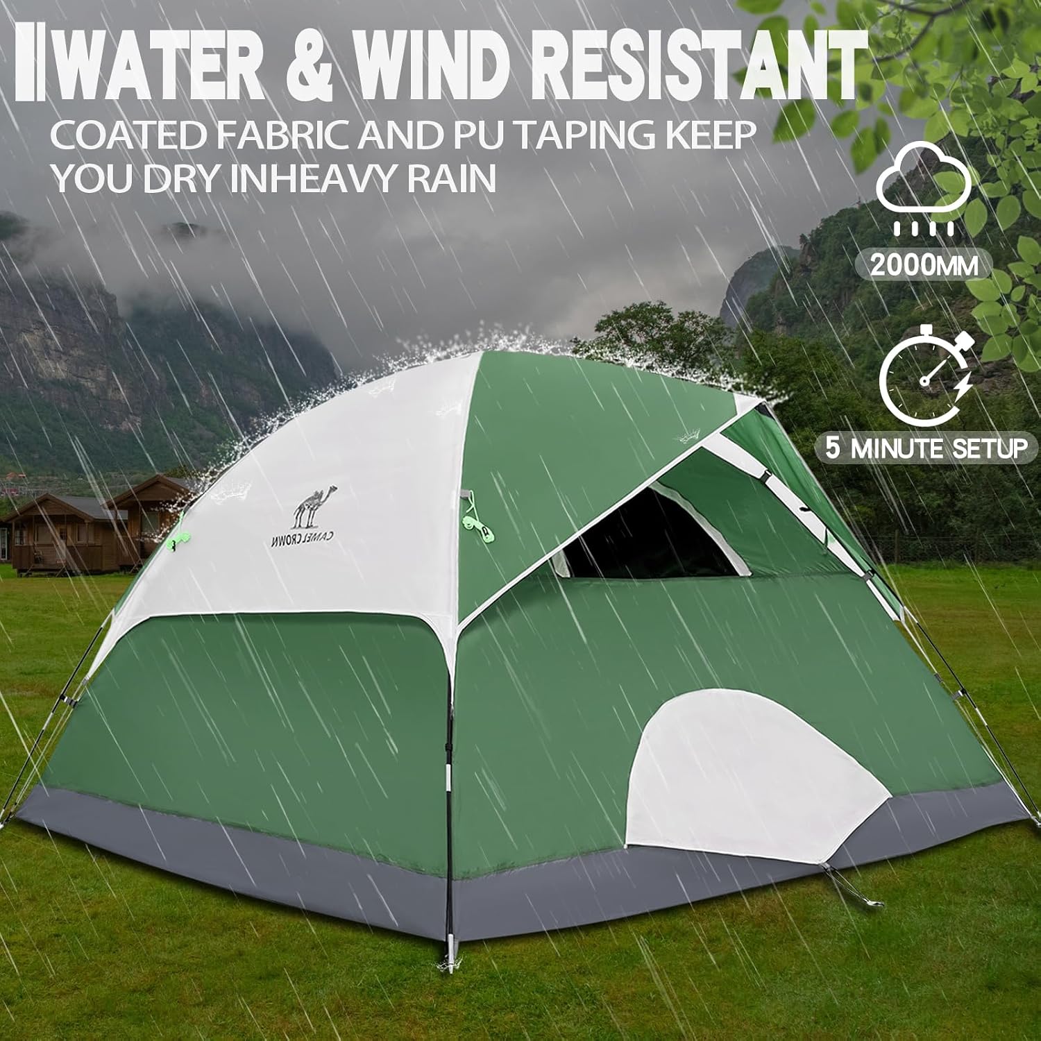 Tents for Camping 2/3/4/5 Person Camping Dome Tent, Waterproof,Spacious, Lightweight Portable Backpacking Tent for
