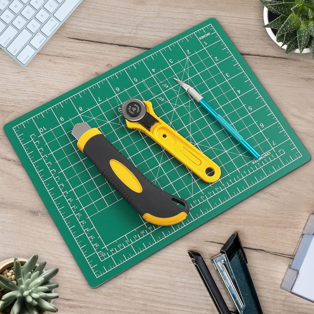 12in×18in Cutting Mat for Sewing, A3 Self Healing Cutting Craft Mat | A3 Green Cutting Mat for Rotary Cutter, Sewing