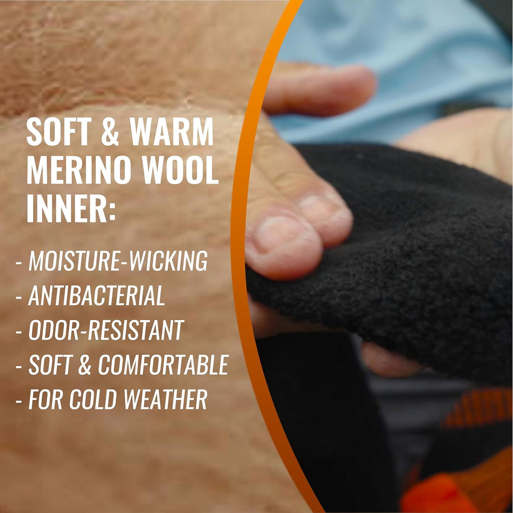 Waterproof Merino Wool Touchscreen Gloves,3-Layer Thermal Winter Gloves,Windproof for Skiing,Work
