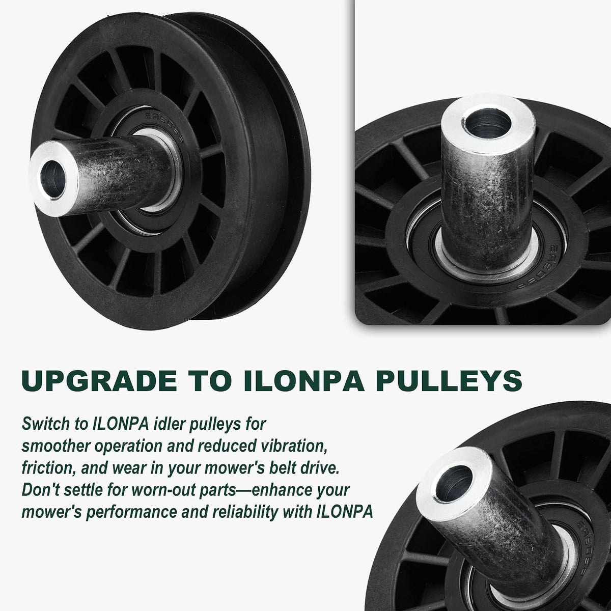 179114 ILONPA Flat Idler Pulley for 532179114 Husqvarna/Poulan/Murray/AYP Yth2448 Yth2148 CT131 CT141 CTH141 CTH151T CTH182T CTH192 Pxt15538 Pxt12538 Pxt16542 (2 Pack)