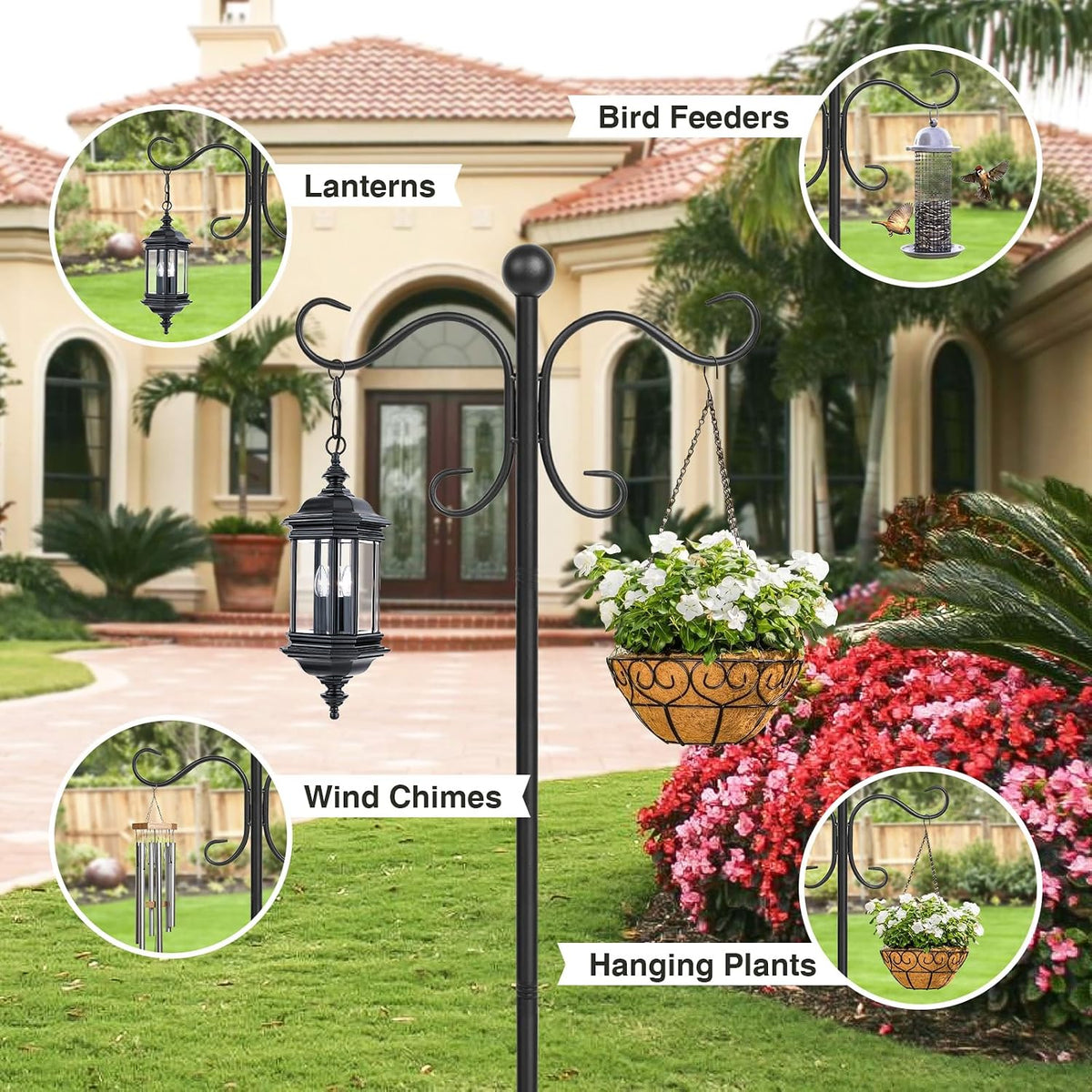 76 Inch Adjustable Double Shepherds Hooks for Outdoor