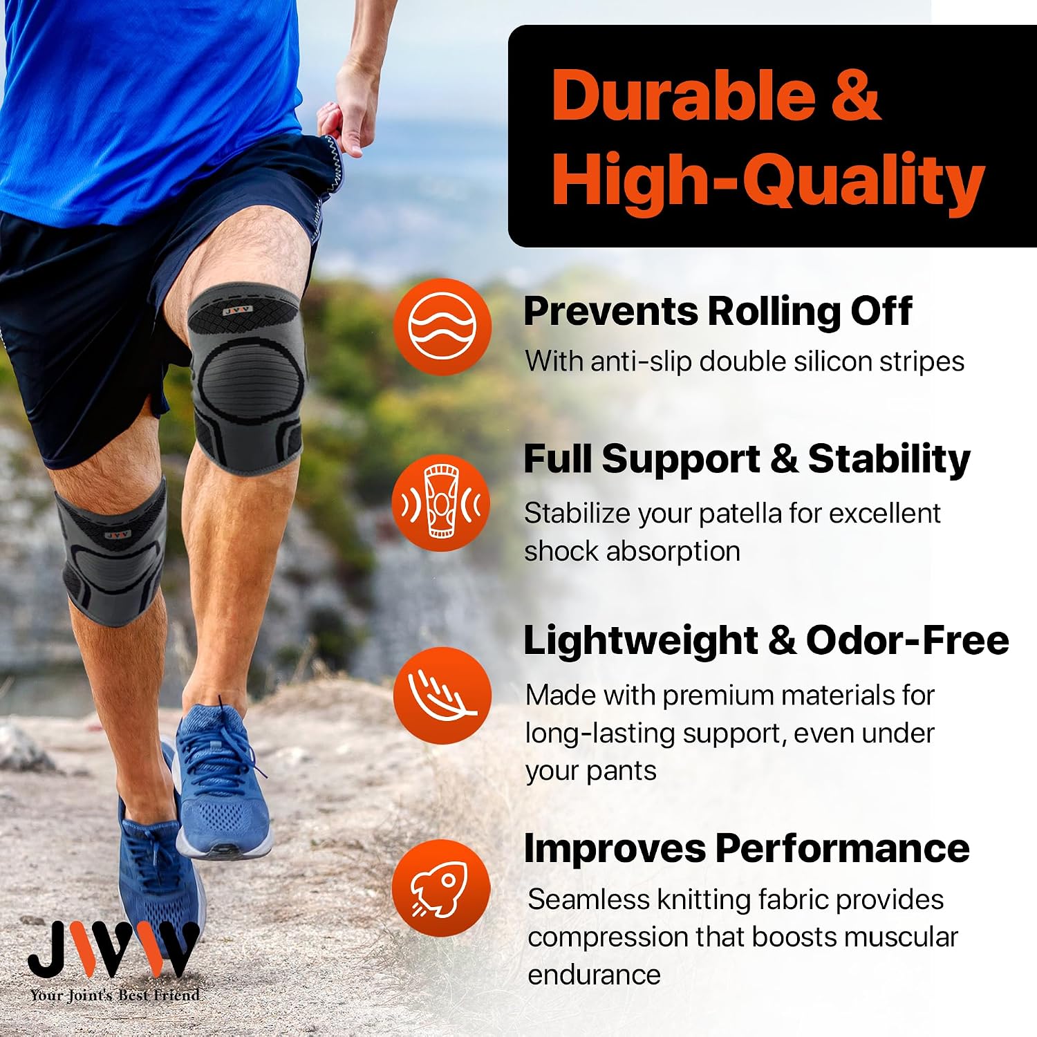 Knee Compression Sleeve 2 Pack, Knee Brace for Men and Women, Black, M