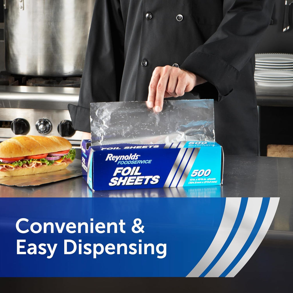 Foodservice Pre-Cut Aluminum Foil Sheets, 500ct