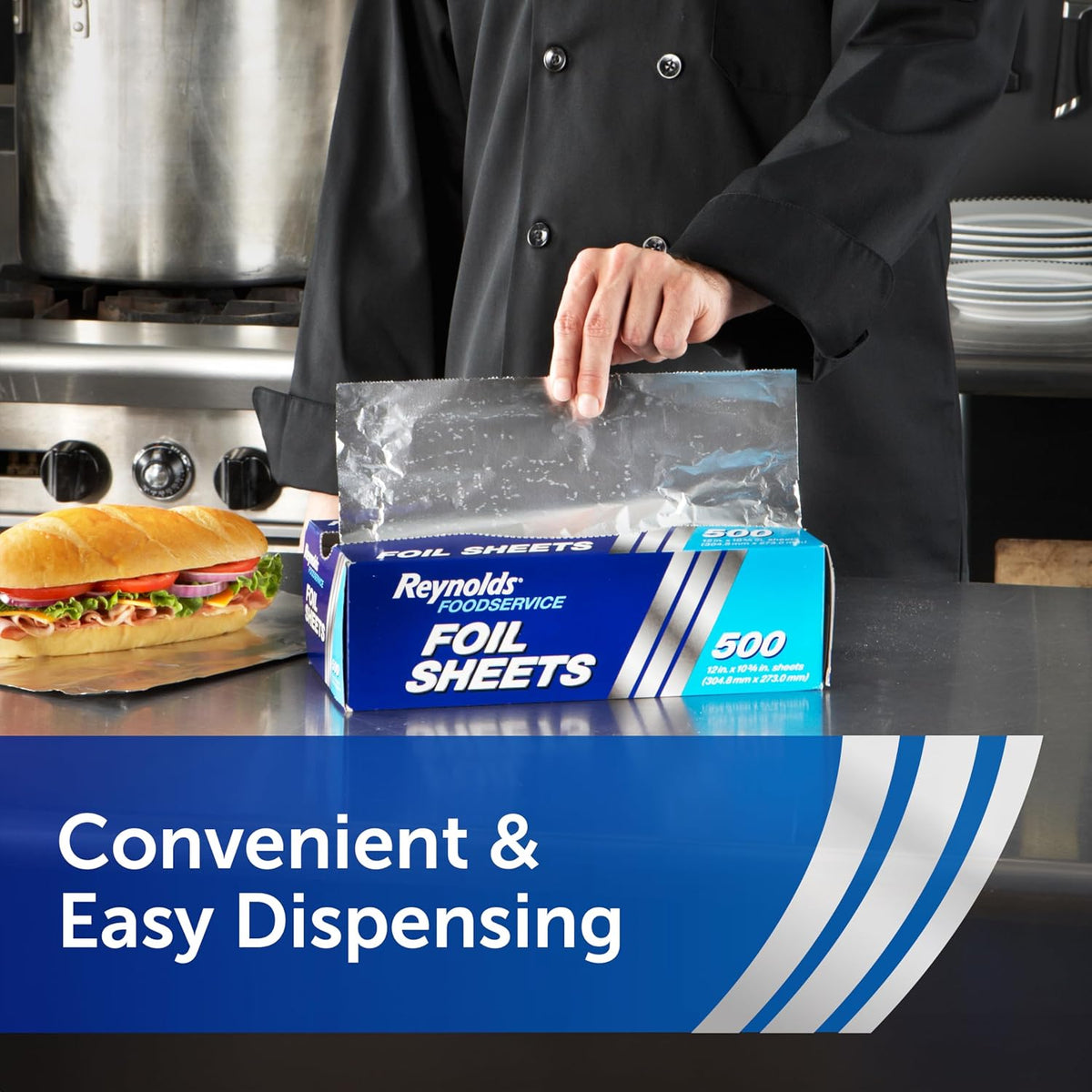 Foodservice Pre-Cut Aluminum Foil Sheets, 500ct