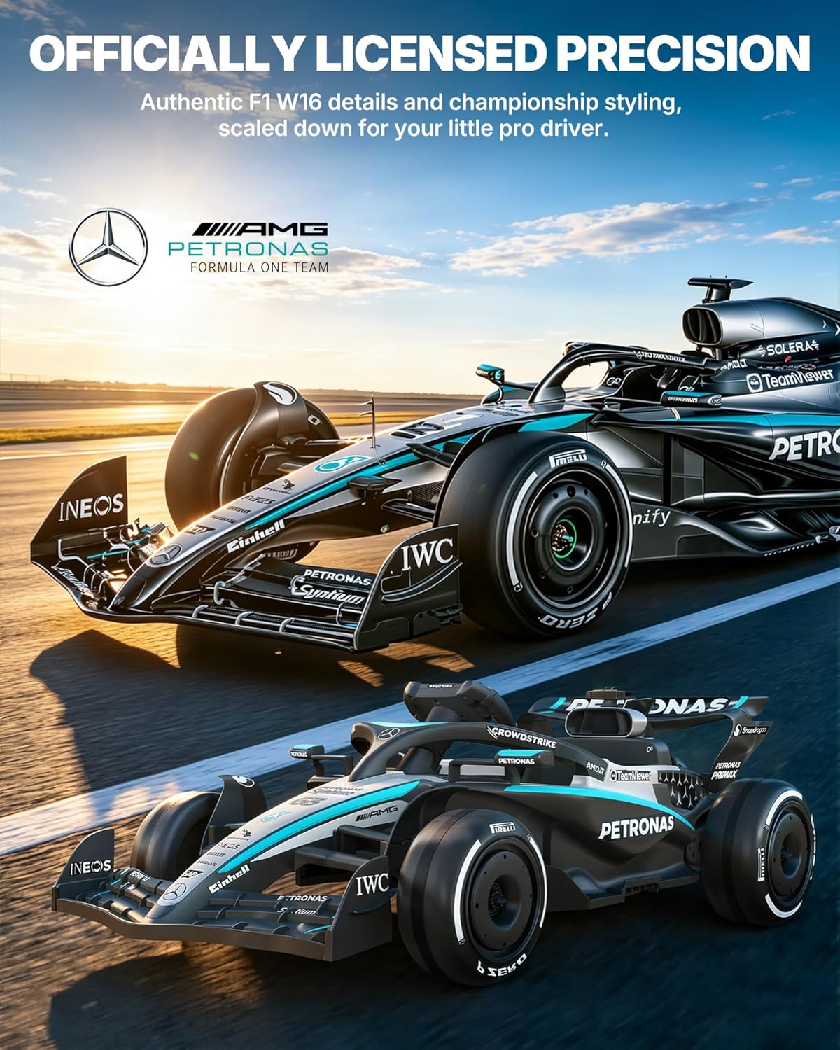 12V Licensed Mercedes-AMG F1 W16 Ride on Car, Ride on Toys with Remote Control, 70W Power Output, LED Lights & Music