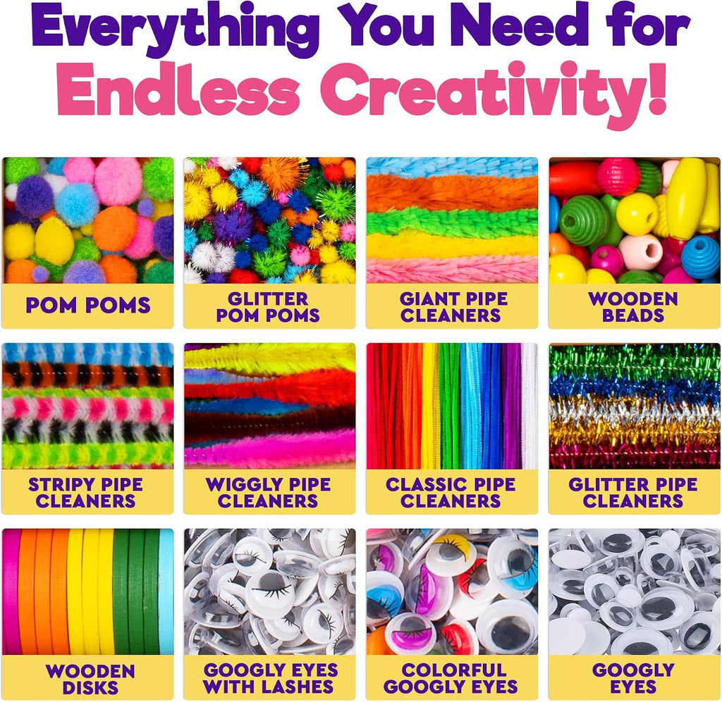 3000+ pcs Arts and Crafts Supplies for Kids | Craft Kit Box for Kids Age 4-5, 4-8, 6-8, 8-12 | Craft Supplies &