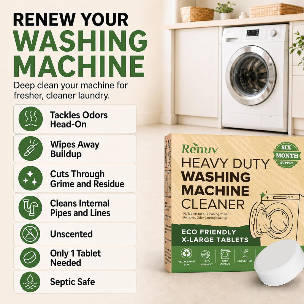 Heavy Duty Washing Machine Cleaner & Descaler & Deodorizer Tablets