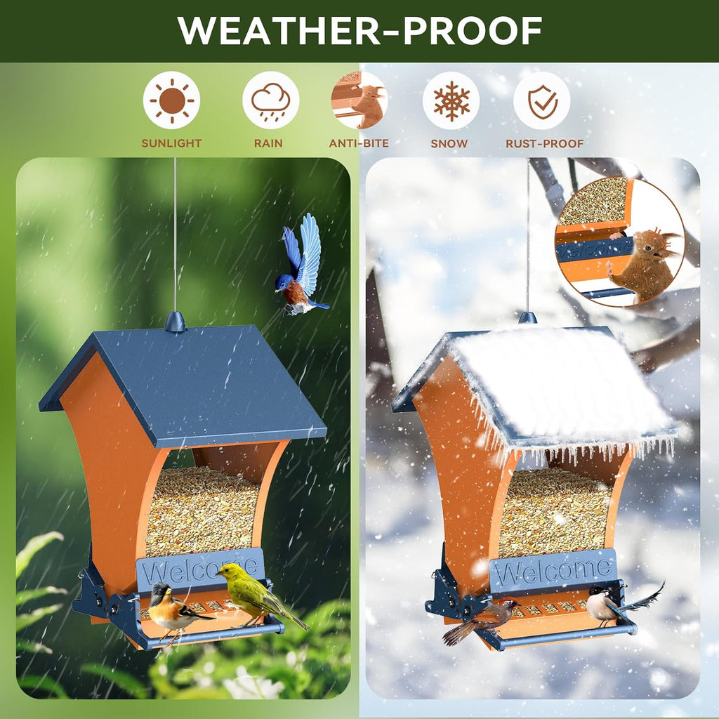 Squirrel Proof Bird Feeders for Outdoors, 5LB Metal Hanging Feeders, Large Wild Feeders for Cardinals, Chickadees