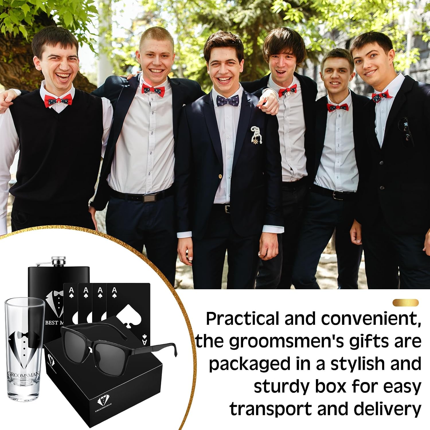 48 Pcs Groomsmen Gifts Box Set Groomsmen Box Stainless Steel Flask Shot Glasses Beer Bottle Poker Card Opener