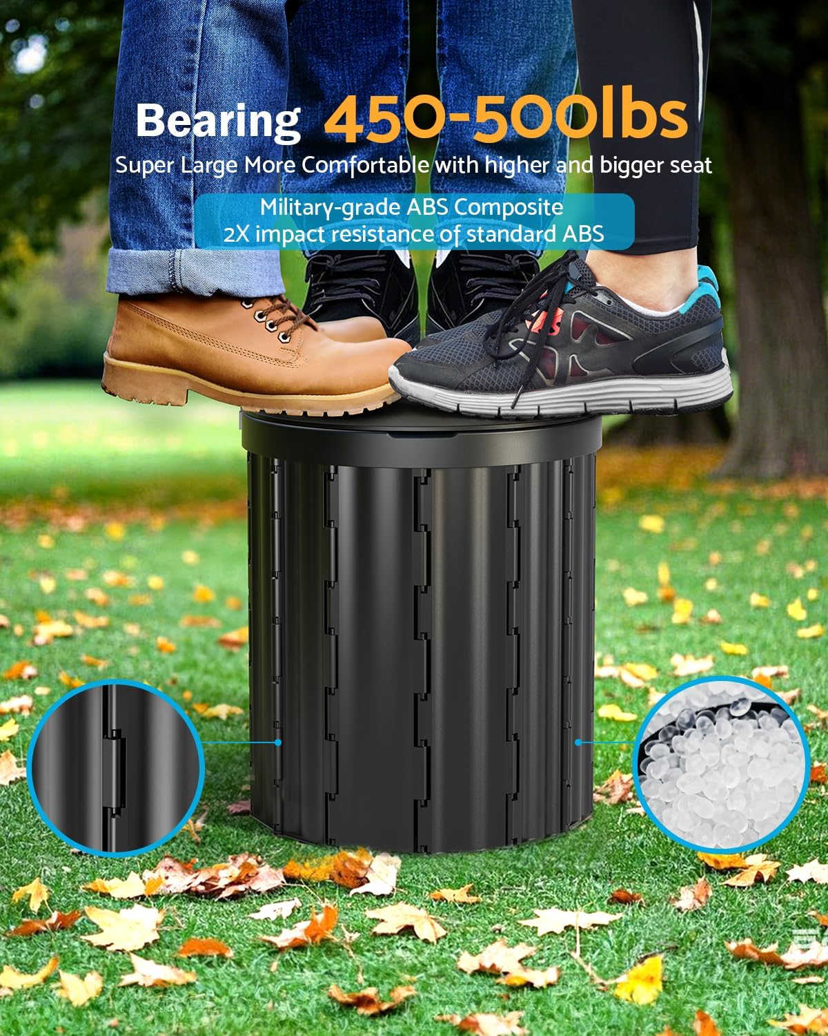 Portable Toilet, Upgraded 15'' toilet With Removable Paper Holder, Camping Toilet With A Load Capacity Of 450 Lbs