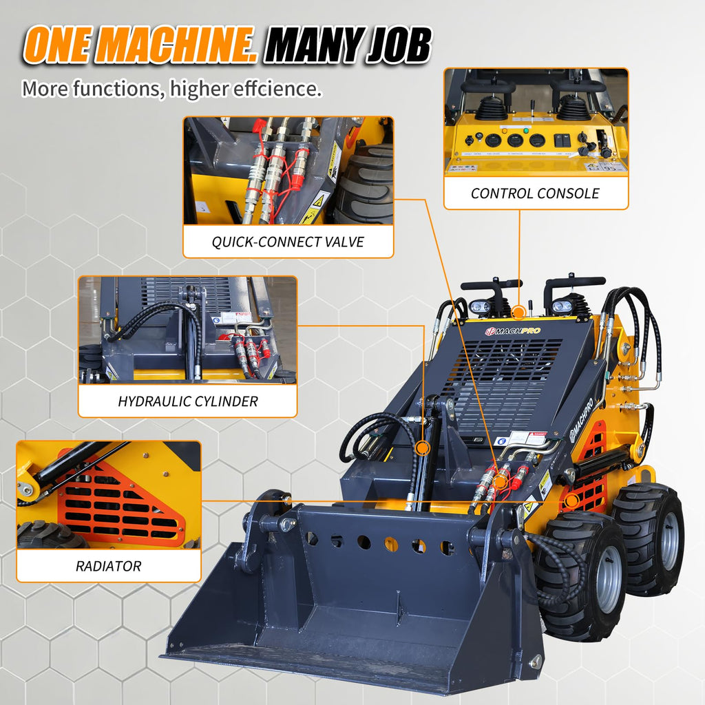 24HP Gas Powered Stand On Mini Skid Steer Compact Wheel Loader