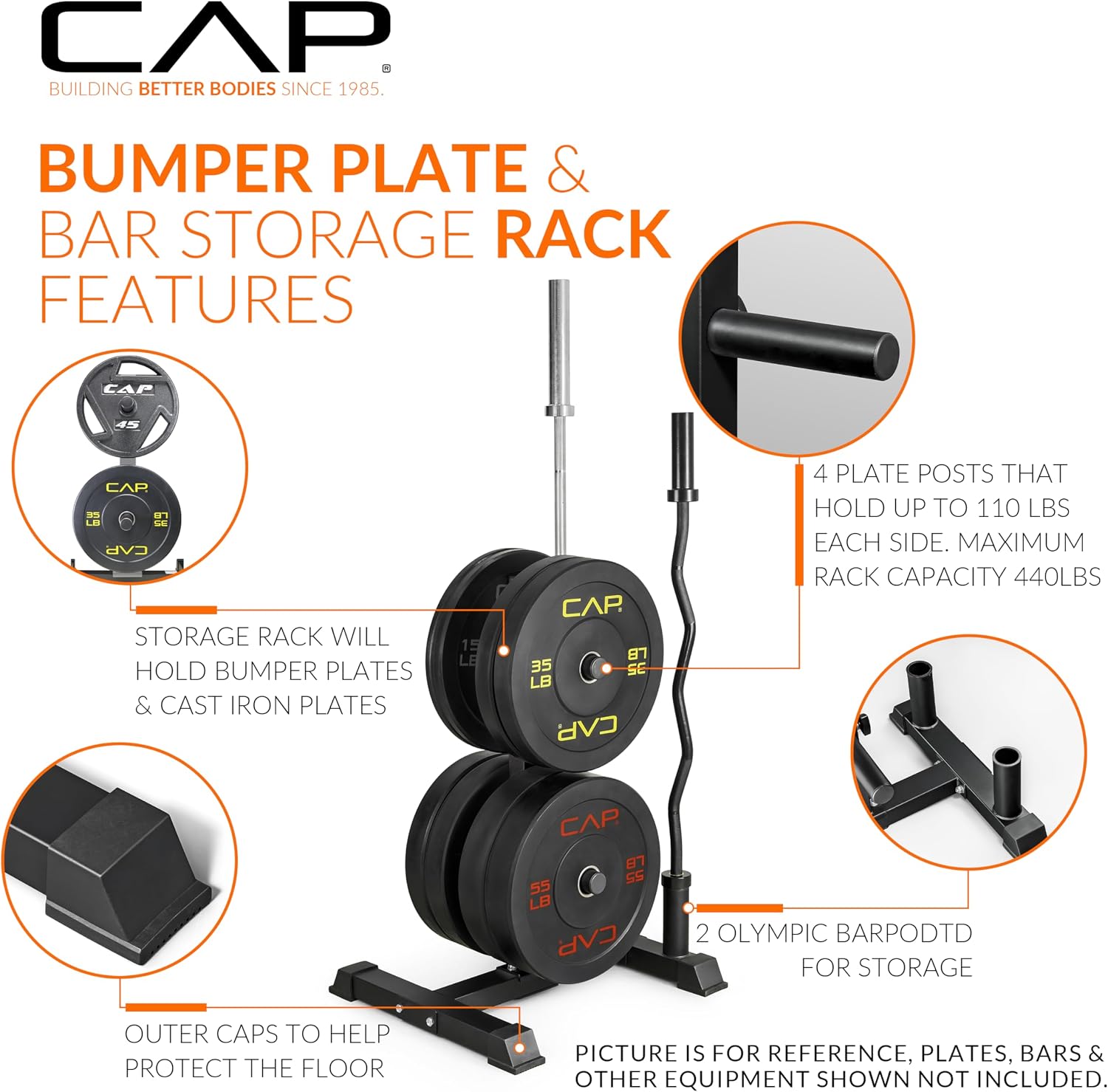 Olympic Bumper Plate Tree Rack with Barbell Holders, Heavy-Duty Weight Plate Storage Rack for Home Gym, Steel Olympic