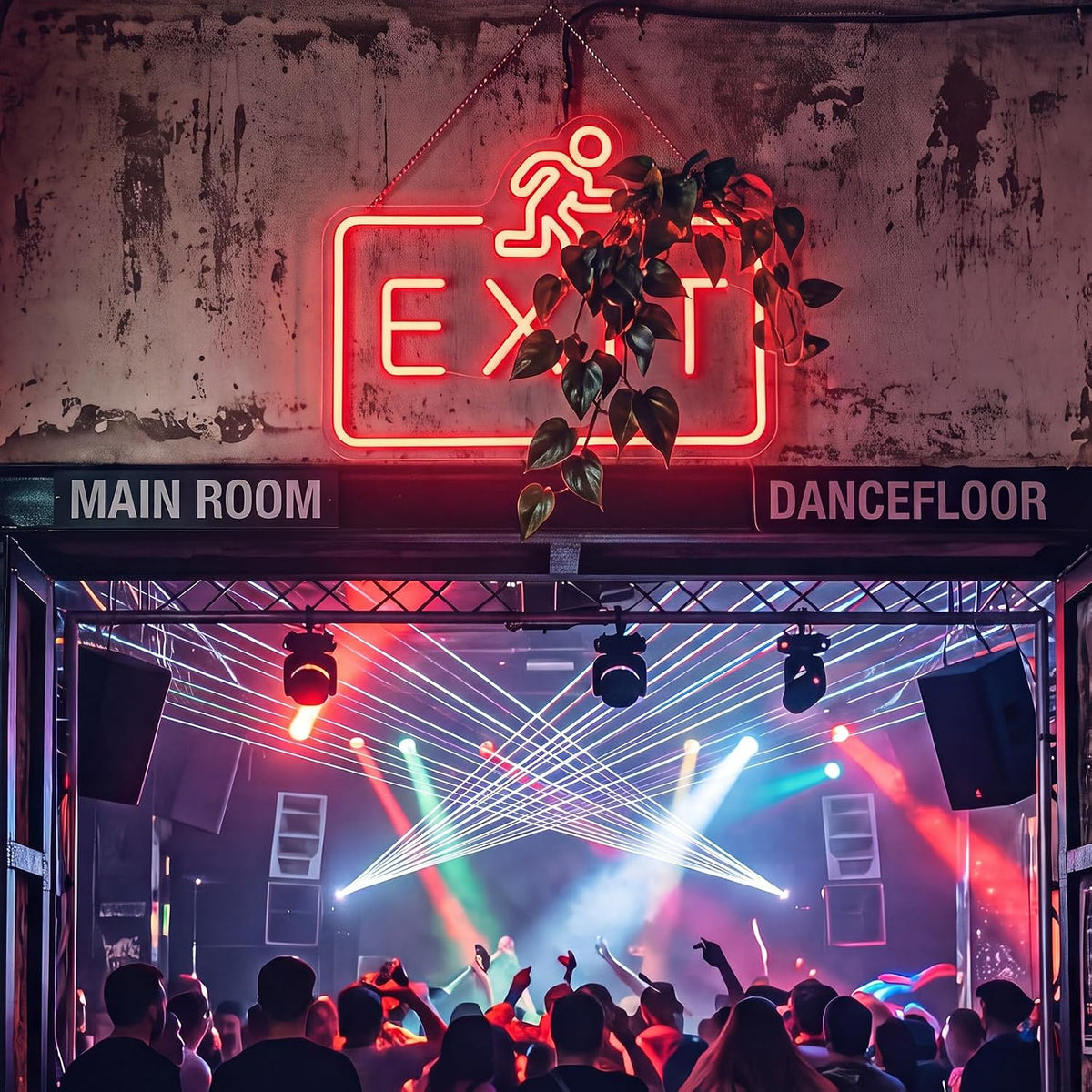 Exit Neon Sign, USB Powered Red LED Light with Figure 16" x 12"