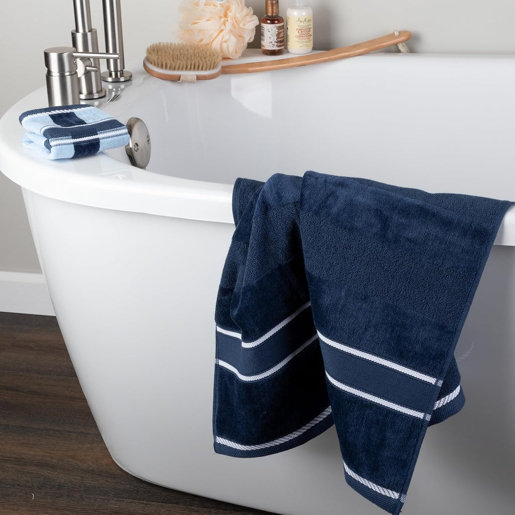 Bathroom Towels Set, Bathroom Accessories, Navy, Set of 6 | Includes 2 Bath Sheets, 2 Hand Towels, and 2 Wash Cloths