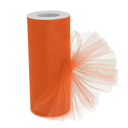 Orange Tulle Fabric Roll - 6 Inch x 25 Yards Tulle Mesh for Gift Wrapping DIY Crafts Party Decorations and Making