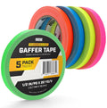 Neon Spike Tape 5 Pack - 1/2 Inch x 20 Yards Colored Gaffer Tape