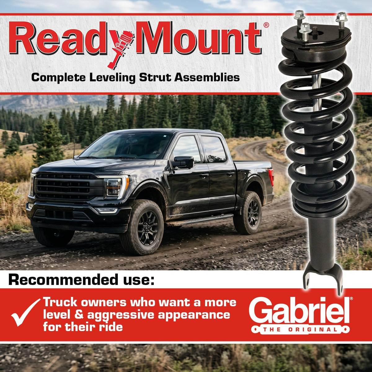Gabriel G57864 ReadyMount Front 2-inch Leveling Strut and Spring Assembly