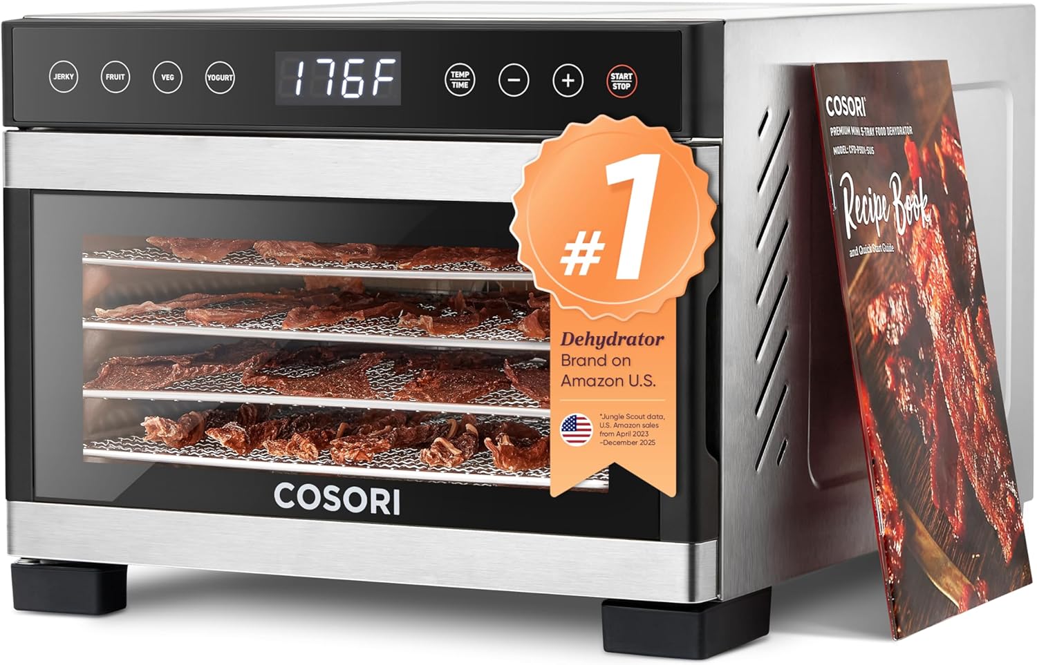 Food Dehydrator, 5 Stainless Steel Trays, 3.1 ft² Drying Space