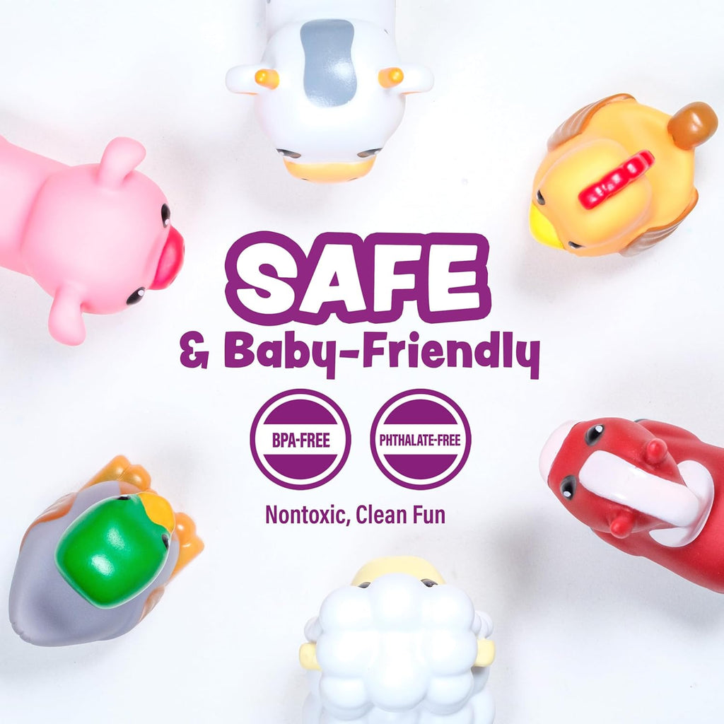 Barnyard Mold Free Bath Toys, 6 Pack | Sealed, No Hole Bath Toys Design Keeps Moisture Out | Soft, Squeezable & Float