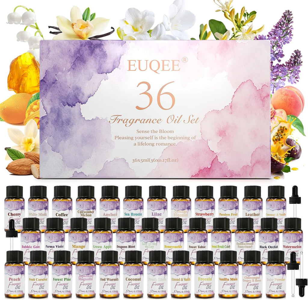 36 Pcs Fragrance Oil Gift Set-36x0.17Fl Oz Gift Box for Women & Men | Premium Scented Oils for Diffuser, Candle &