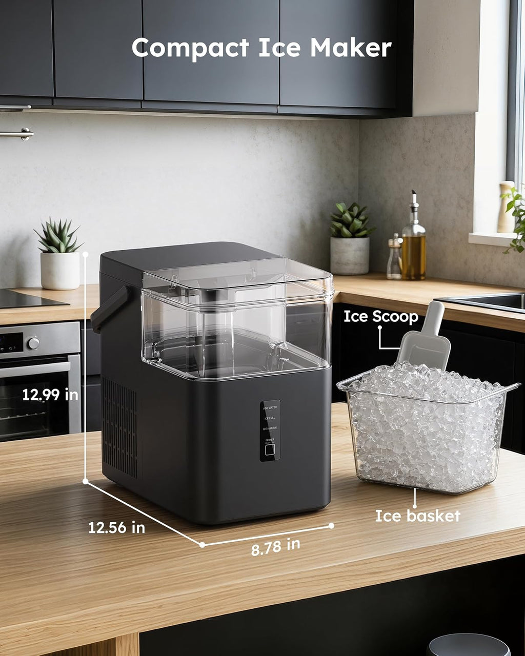 Nugget Ice Maker Countertop with Handle 38lbs/Day Chewable Ice
