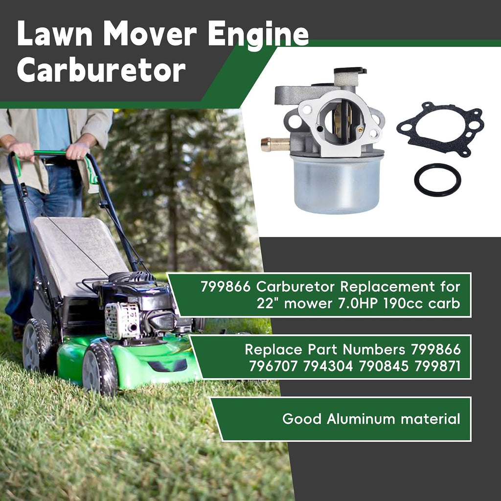 ALL-CARB 799866 Carburetor Replacement for 796707 794304 790845 799871 Replacement for Toro 6.5HP 6.75HP 7.0HP 7.25HP 7.5HP Carb
