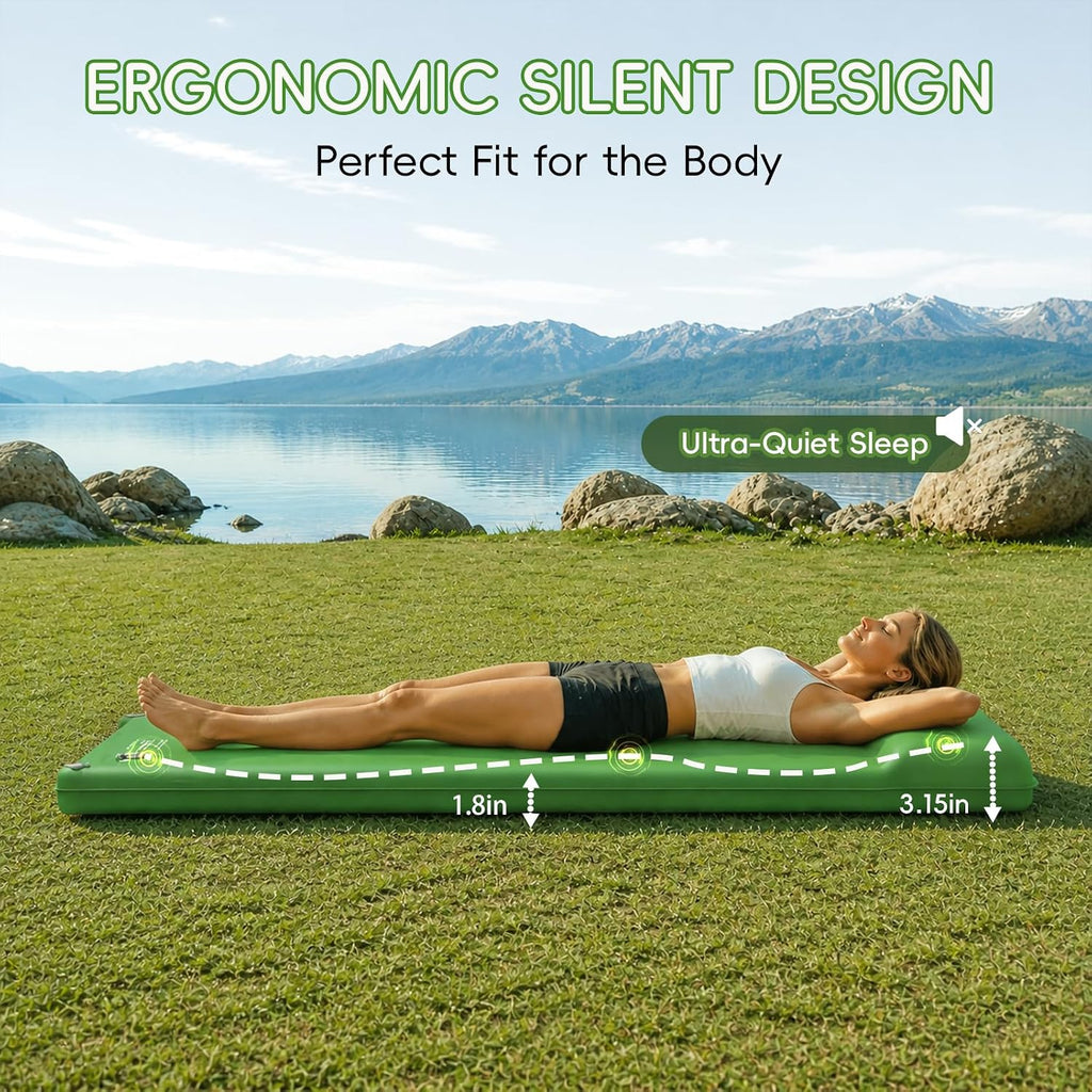 Memory Foam Camping Sleeping Pad, Foldable and Portable Self-Inflating Camping Mattress Pad, 9.5 R-Value Insulated &