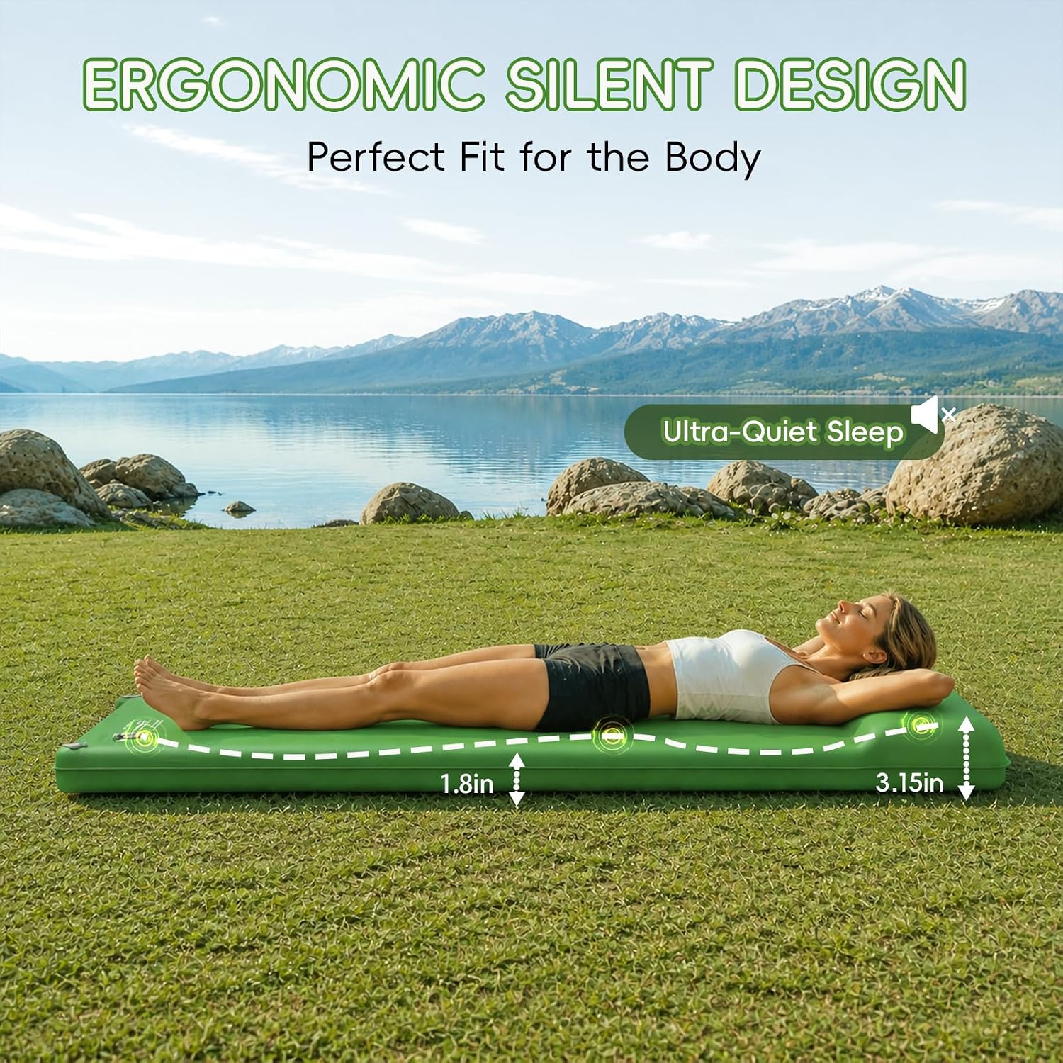 Memory Foam Camping Sleeping Pad, Foldable and Portable Self-Inflating Camping Mattress Pad, 9.5 R-Value Insulated &