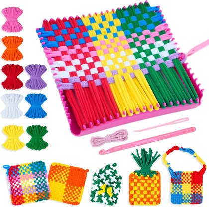 Weaving Loom Kit Toys for Kids and Adults, Potholder Loops Crafts for Girls Ages 6 7 8 9 10 11 12, 7" Pot Holder Loom