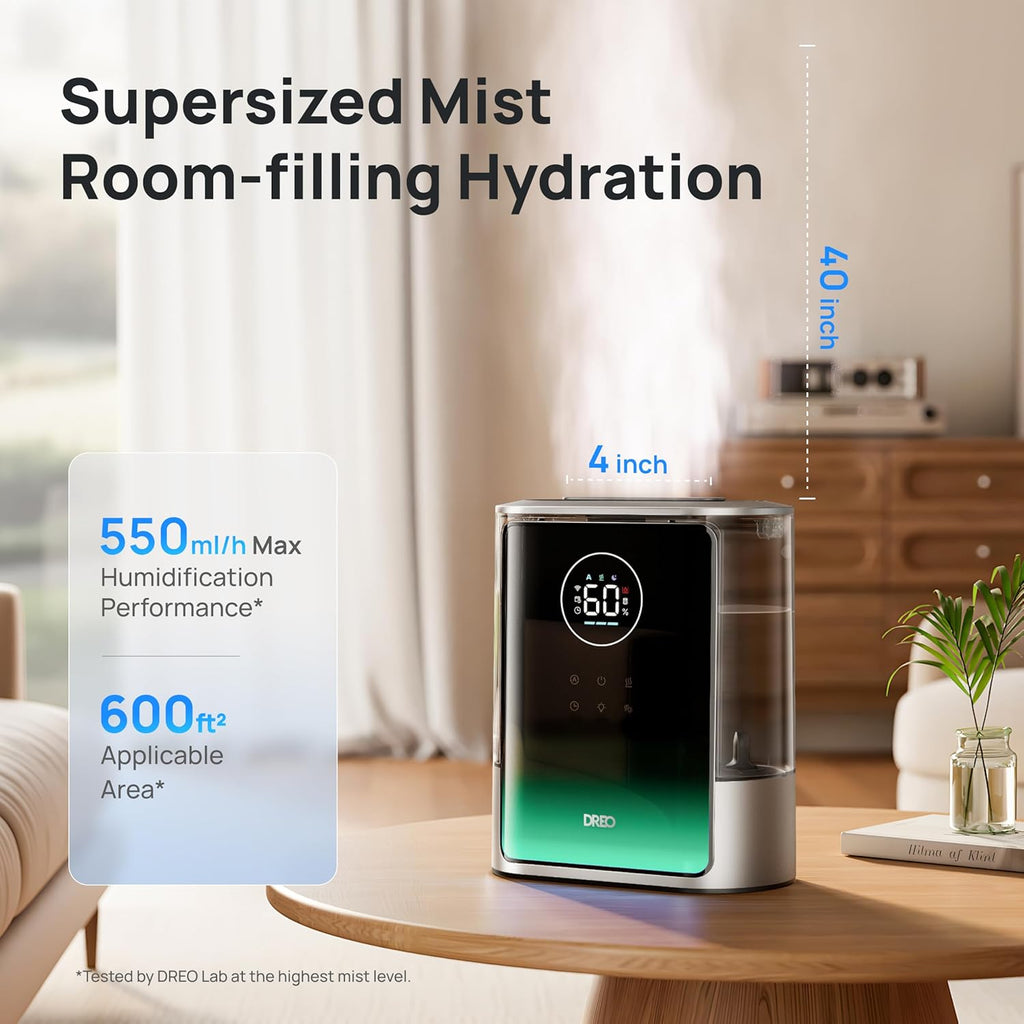8L Smart Humidifier Large Room, 80H Runtime, Warm & Cool Mist, HM717S | Up to 600ft², Precise Humidity Control